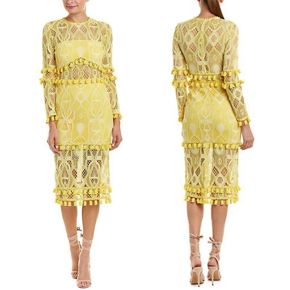 Alexis Yellow Lace Midi Dress